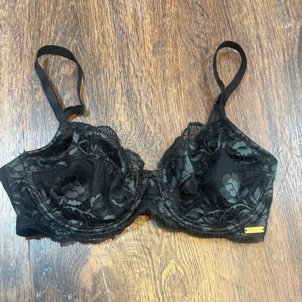 Adore Me Black Floral Lace Bra